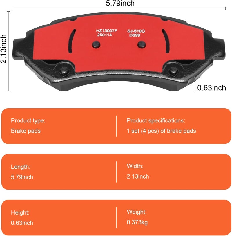SUPLABEL Disc Brake Pad Set HZ699H for Buick Century, Regal; Cadillac Seville;Oldsmobile; Chevrolet Impala, Monte Carlo, Venture; Pontiac Bonneville, Grand Prix, Montana + More; FRONT - Image 2
